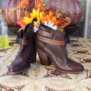 rag and bone Harrow Ankle Boots USA  Milk Chocolate Brown Leather Size 37